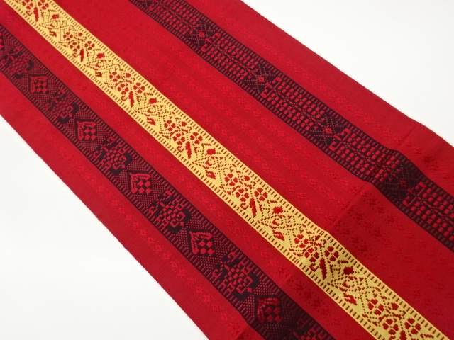 JAPANESE KIMONO / CHIKUZEN HAKATA STRIPE / ABSTRACT PATTERN WEAVING NA